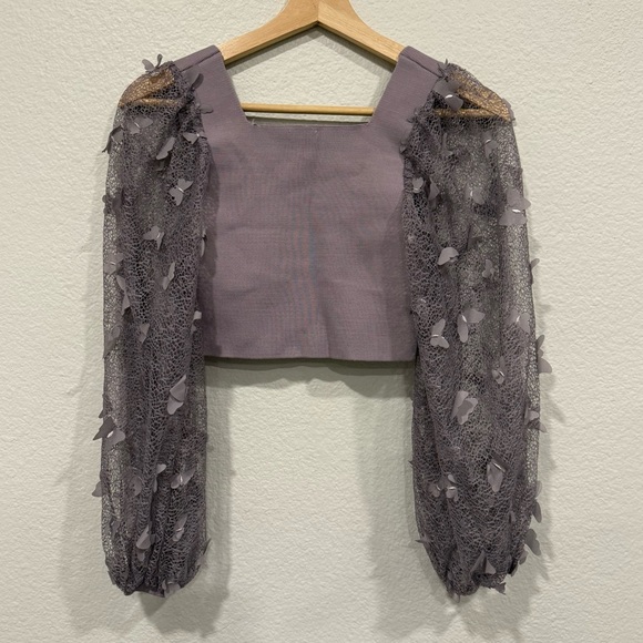 Free People Flutter By Butterfly Lilac Crop Top - Picture 4 of 12